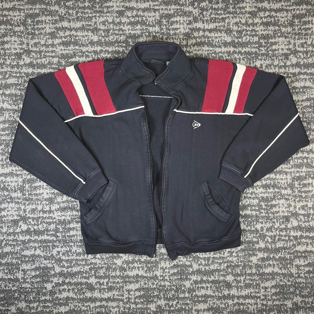 Dunlop Track Jacket Mens Medium Navy Blue Colorblock Vintage Retro Sporty Zip